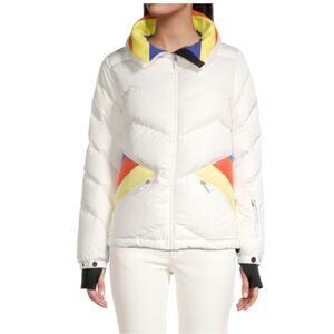 (S) $580 NWT Perfect Moment Performance Ski Après Duvet Down Jacket Snow White